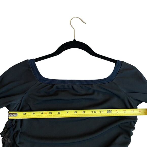 Y2K Dolce & Gabbana Long Sleeve Ruffle Side Top Black Semi Sheer Going Out Shirt - Picture 10 of 13